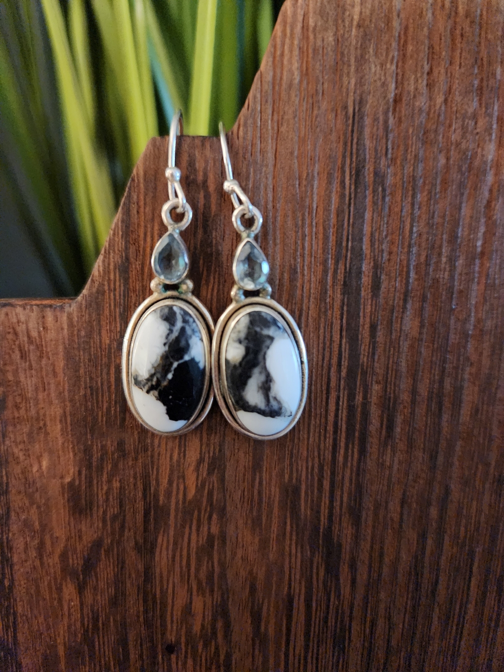 White Buffalo Sterling Silver Drop Earrings